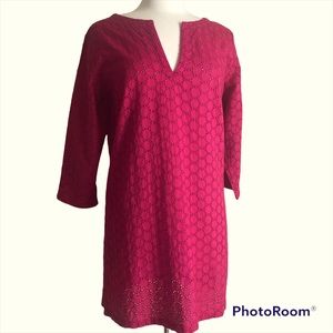 Talbots Magenta Eyelet Cover Up